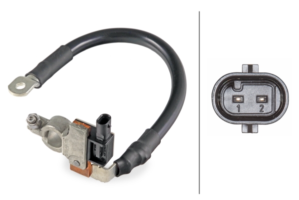 HELLA 6PK 010 942-901 Sensor, Batteriemanagement - 12V - geschraubt - Kabel: 280mm