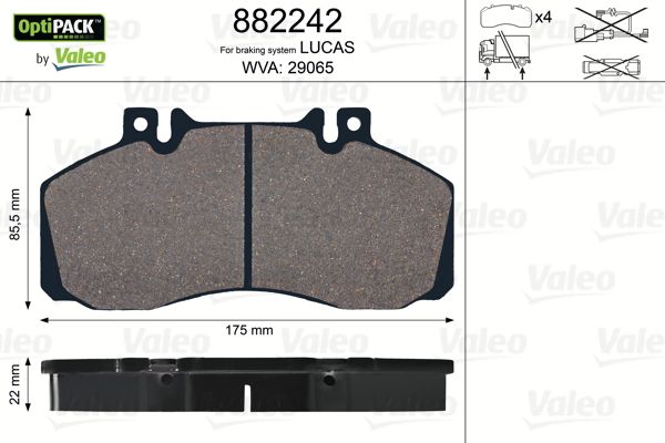 Valeo 882242 Bremsbelagsatz, Scheibenbremse