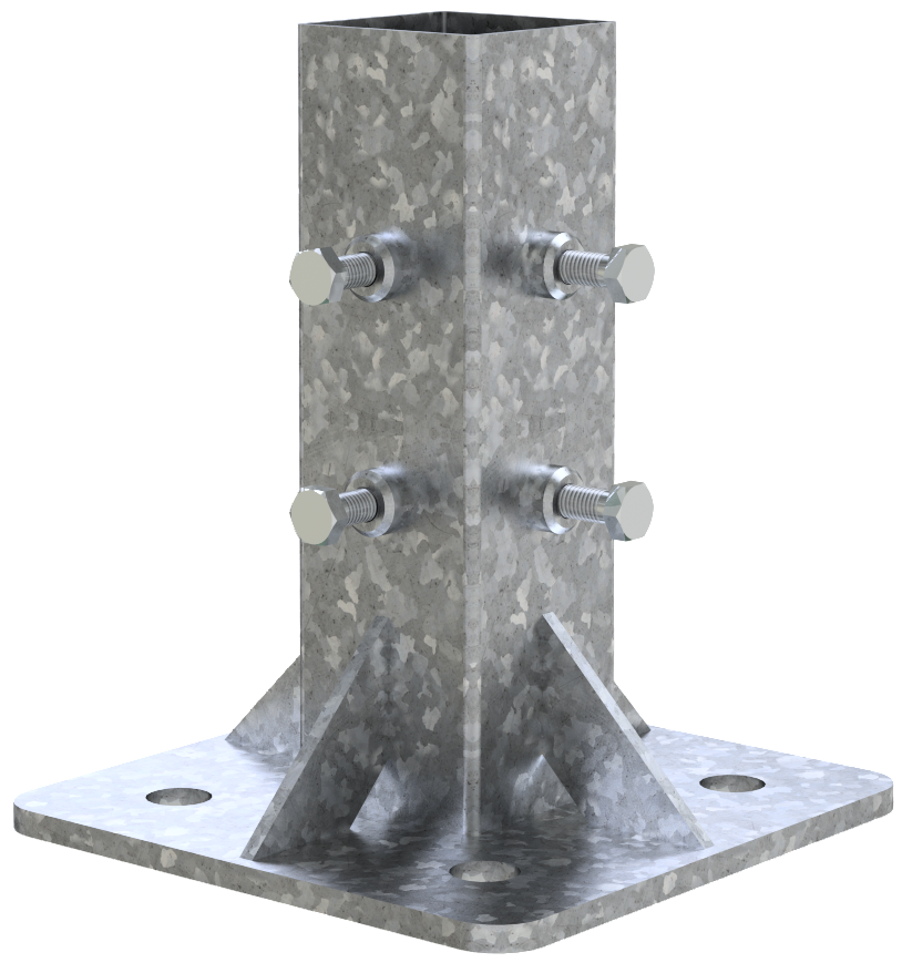 Schake 3F120-1 Adaptierung für Beton-Aufstellvorrichtung nicht klappbar, Rundrohr kann bis zur Adapterplatte eingelassen werden