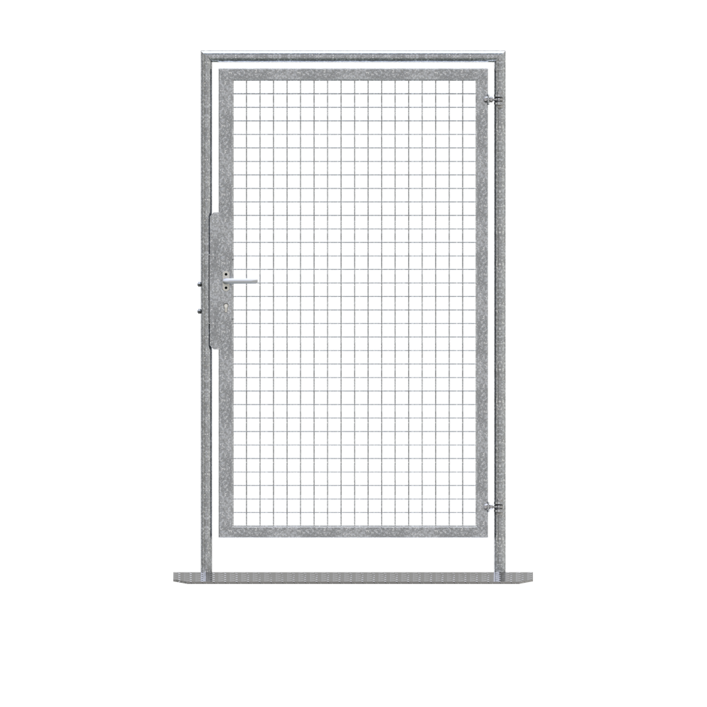 Schake Mobilzaun Tür mit Klinke oder Panikschloss mit Knauf außen und Klinke innen mit Panikfunktion Typ E