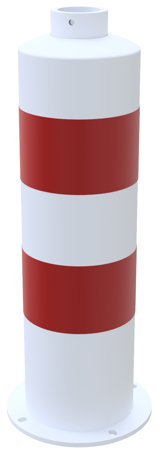 b8749b1e-7ea4-4997-ad9a-dd91d0ed96b6 Schake 44170B Inselpfosten aus Stahl Länge: 646 mm weiß beschichtet mit 2 roten Streifen Typ RA2/B