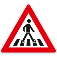 Verkehrszeichen Fußgängerüberweg, Aufstellung links
