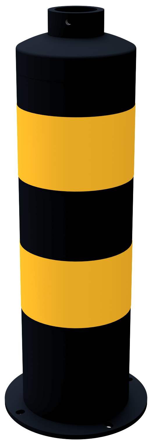 Schake 44170BG Inselpfosten aus Stahl Länge: 646 mm schwarz beschichtet mit 2 gelben Streifen Typ RA2/B