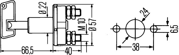 M398 HELLA 6EK 002 843-013 Hauptschalter, Batterie - Drehbetätigung - Anschlussanzahl: 2 - geschraubt - S