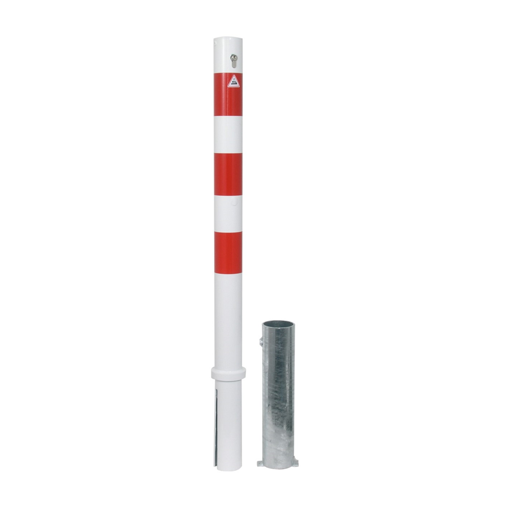eec369e5-547a-4365-b4bd-9b7d25196932 Schake 476Z Absperrpfosten Stahlrohr Ø 76 x 2,6 mm herausnehmbar mit Profilzylinderschloss feuerverzinkt ohne Öse