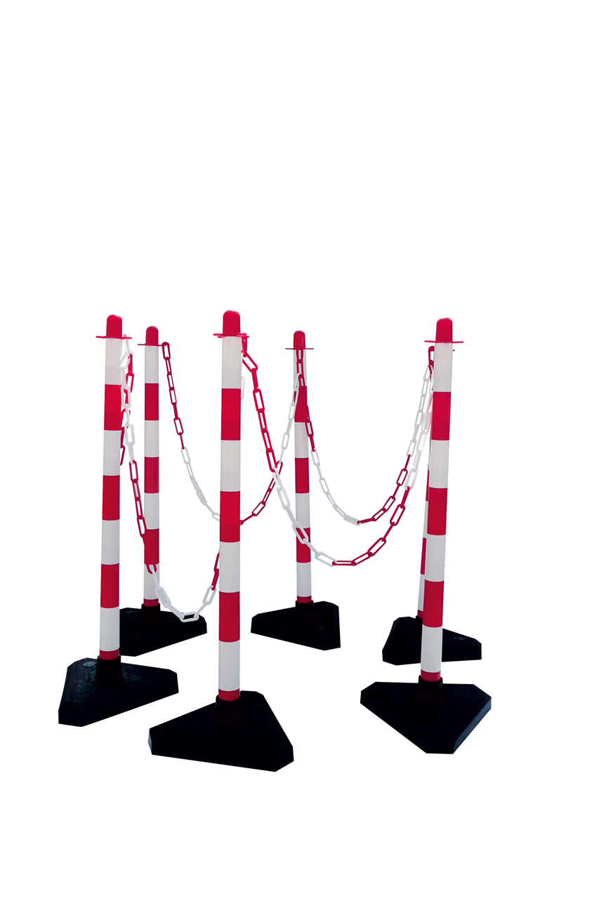 Schake 4040KBSET Kettenständer SET rot / weiß mit Beton gefülltem dreieckigen Fuß aus Kunststoff,

Seitenlänge 300 mm

weiß / rot