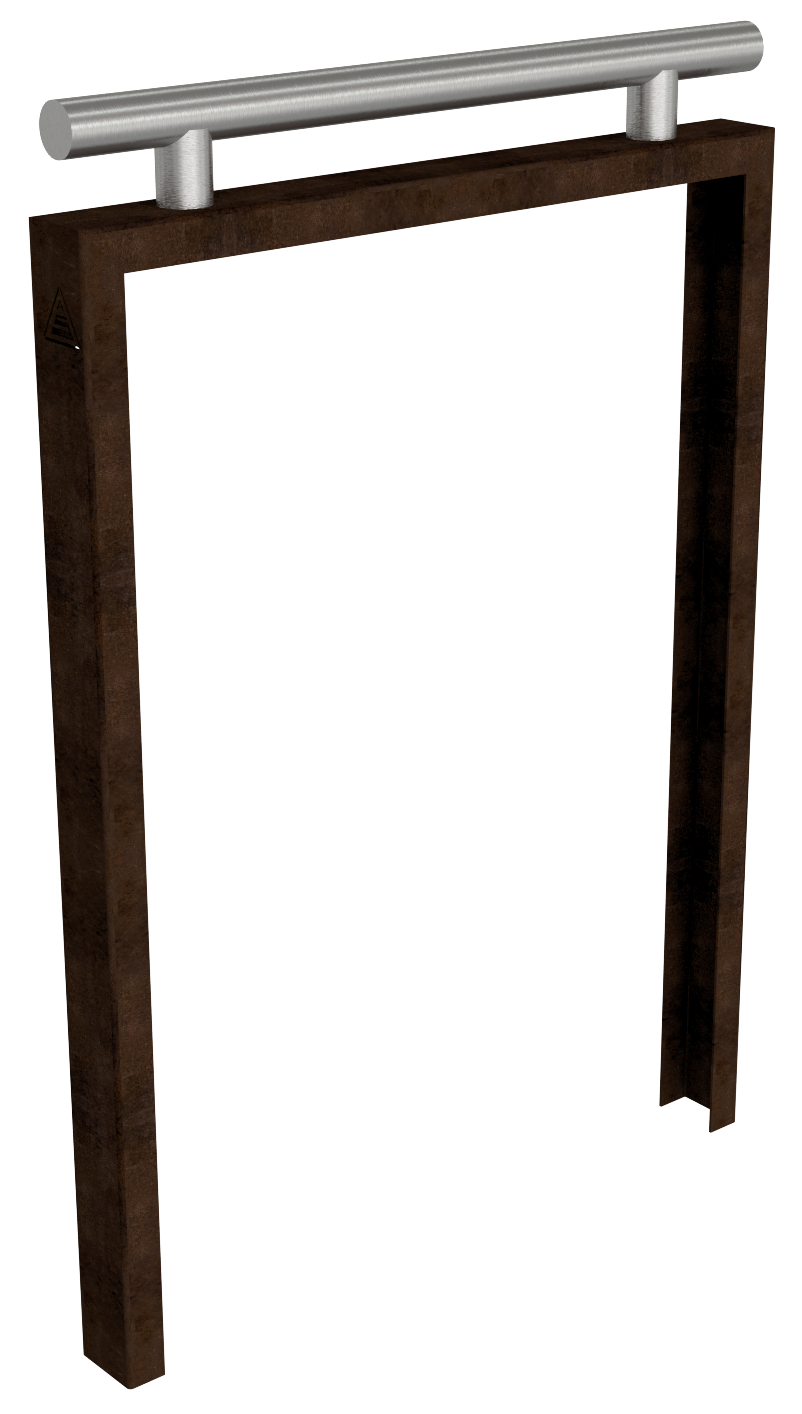 Schake 4450_175 Anlehnbügel aus Cortenstahl    mit Edelstahlaufsatz