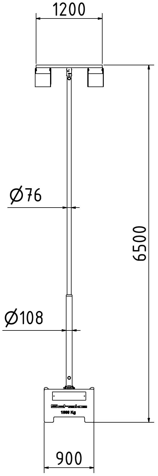Schake 353160-SET2 Lampenmast SET aus Stahl           6,00 m Masthöhe, verzinkt 1000 kg Beton- Aufstellvorrichtung Lichtfarbe: 4000 K