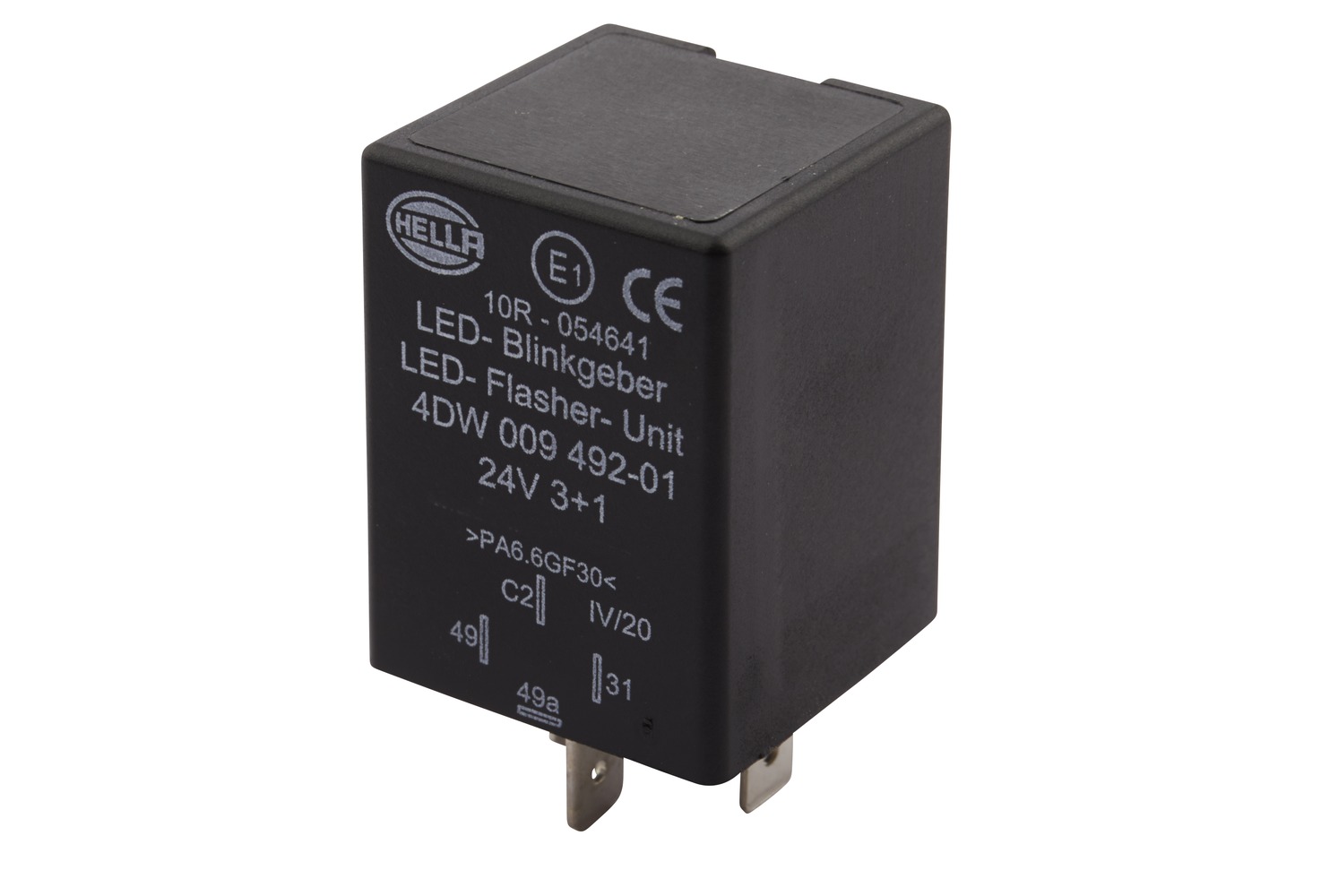 HELLA 4DW 009 492-011 Blinkgeber - 24V - 4-polig - gesteckt - elektrisch - LED - mit Halter