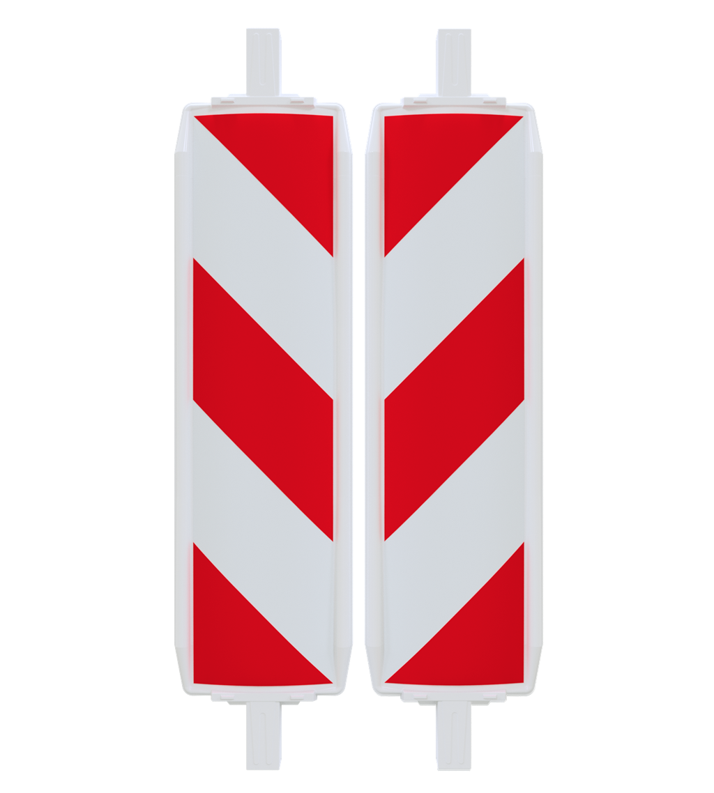 00a92ddb-0d3e-45df-ae03-8e45e5486b59 Schake 36055W Kunststoffbake Typ 60W    Folie Typ RA1/A, schraffiert doppelseitig rechts- / linksweisend rot / weiß