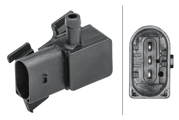 HELLA 6PP 009 409-021 Sensor, Abgasdruck - 3-polig - geclipst