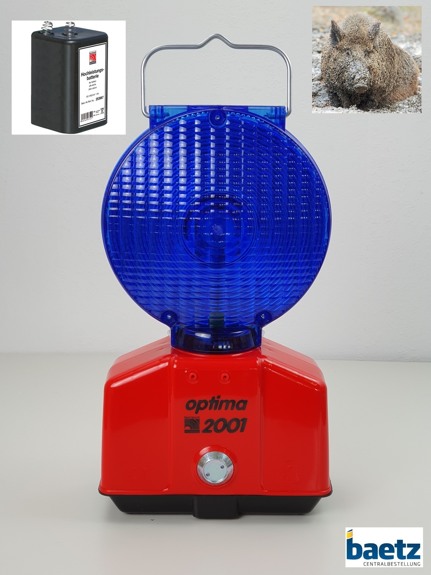 Wildschreck, zweiseitig blau, 7 Ah Batterien