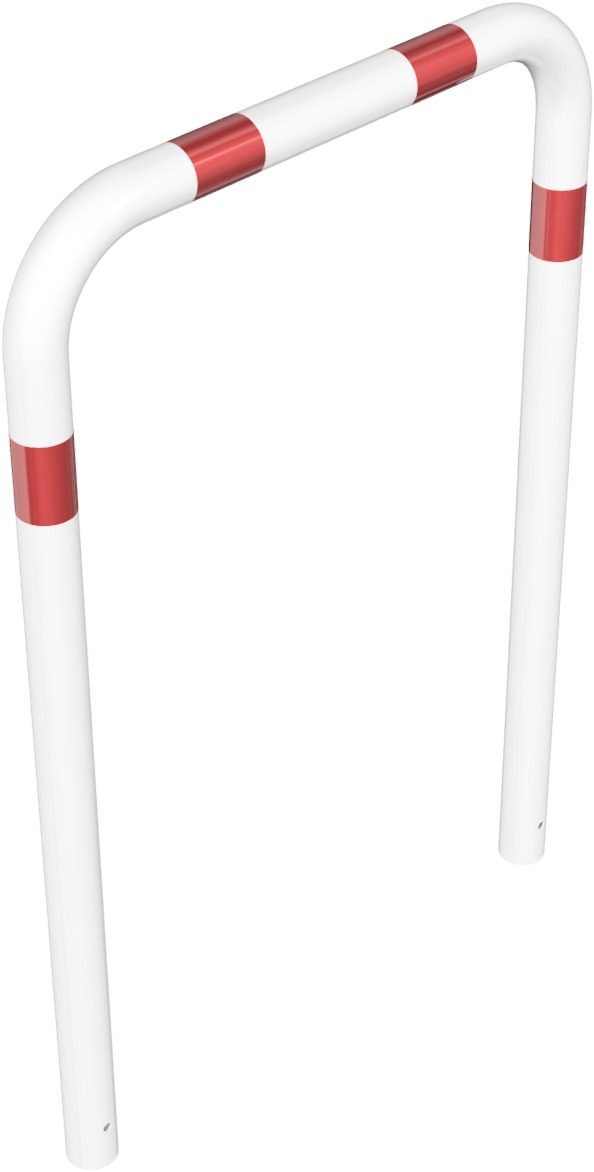 Schake 475_10B Abweisebügel Ø 76 x 2,6 mm ohne Querholm zum Einbetonieren Gesamtbreite: 1000 mm Gesamthöhe: 1500 mm feuerverzinkt und weiß beschichtet

mit rot reflektierenden Leuchtstreifen