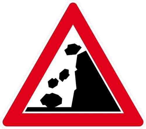 Verkehrszeichen Steinschlag, Aufstellung rechts