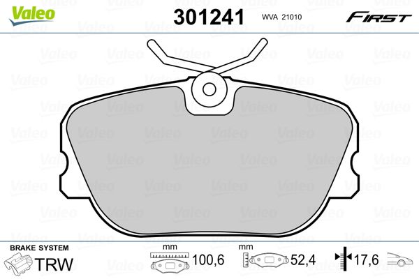 Valeo 301241 Bremsbelagsatz, Scheibenbremse