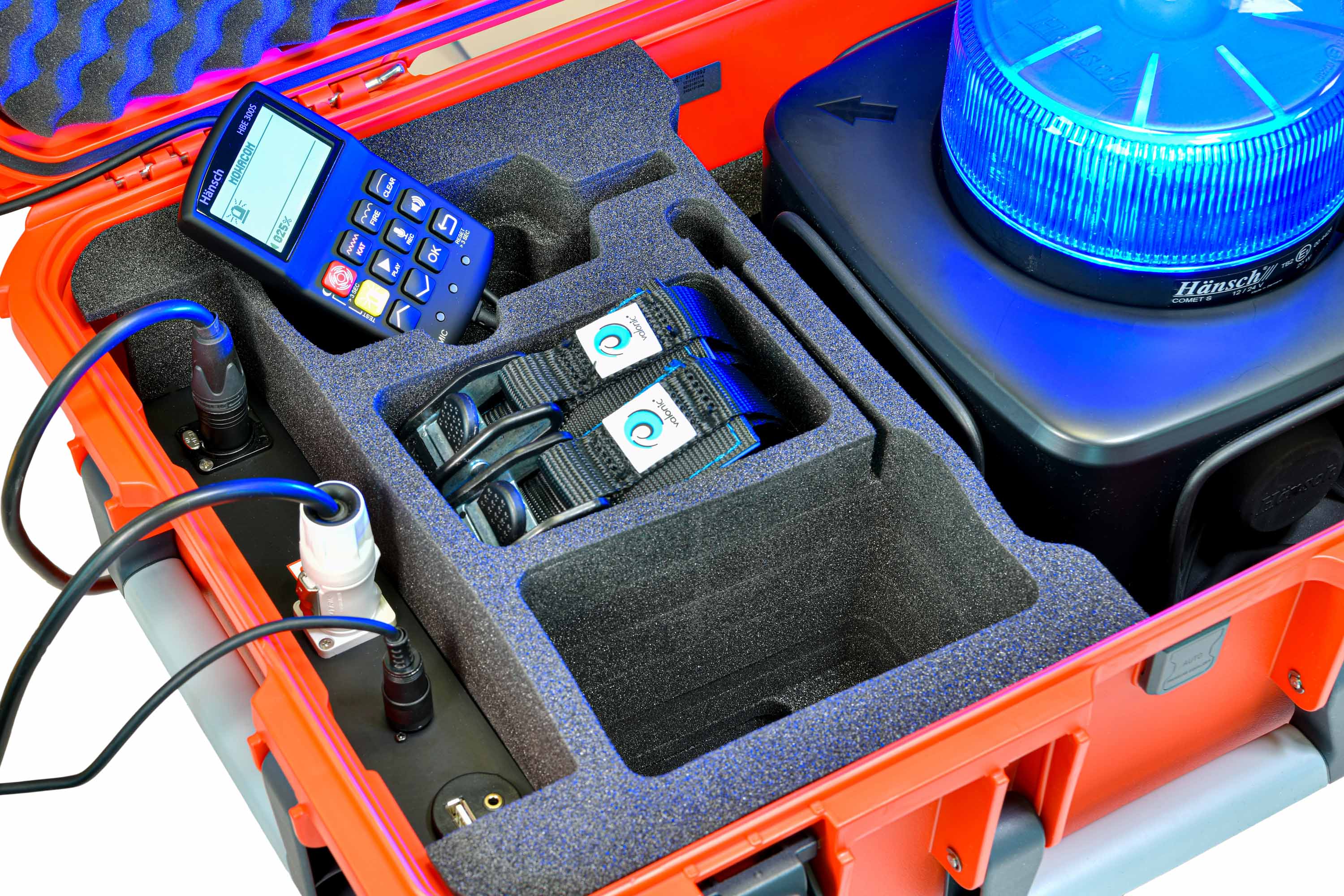 Mobiles Warn- und Kommunikationssystem, Hänsch MOWACOM 2.0, Blaue Kennleuchte, 12 Volt
