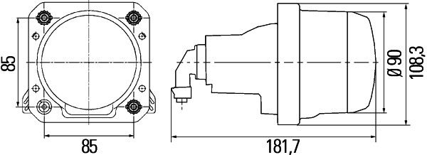 N155 HELLA 1AL 009 998-007 DE/Halogen-Hauptscheinwerfer - 90mm Performance - 12V - rund - Referenzzahl: 1