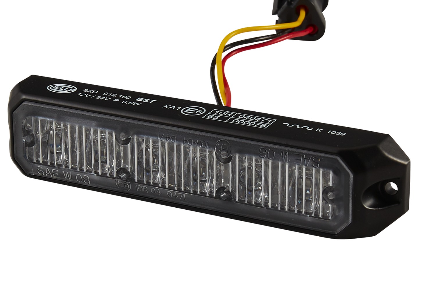 10104864a_AM0 HELLA 2XD 012 160-051 LED-Blitz-Kennleuchte - BST - 12/24V - gelb - Anbau/geschraubt - glasklar - ge