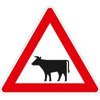 Verkehrszeichen Viehtrieb, Aufstellung rechts