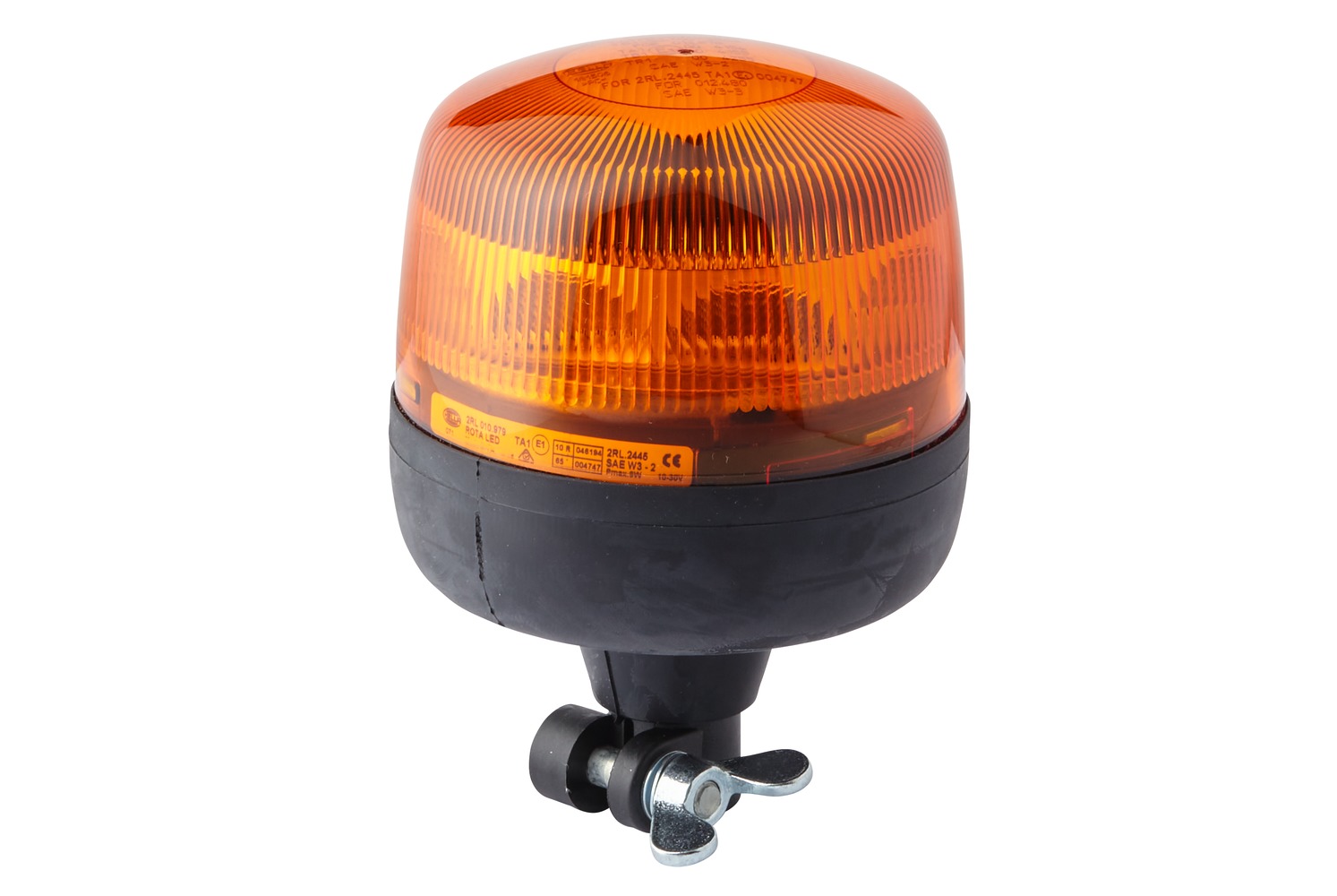 10102649a_AM0 HELLA 2RL 010 979-011 LED-Rundumkennleuchte - RotaLED - 12/24V - gelb - Rohrstutzen, flexibel - gelb