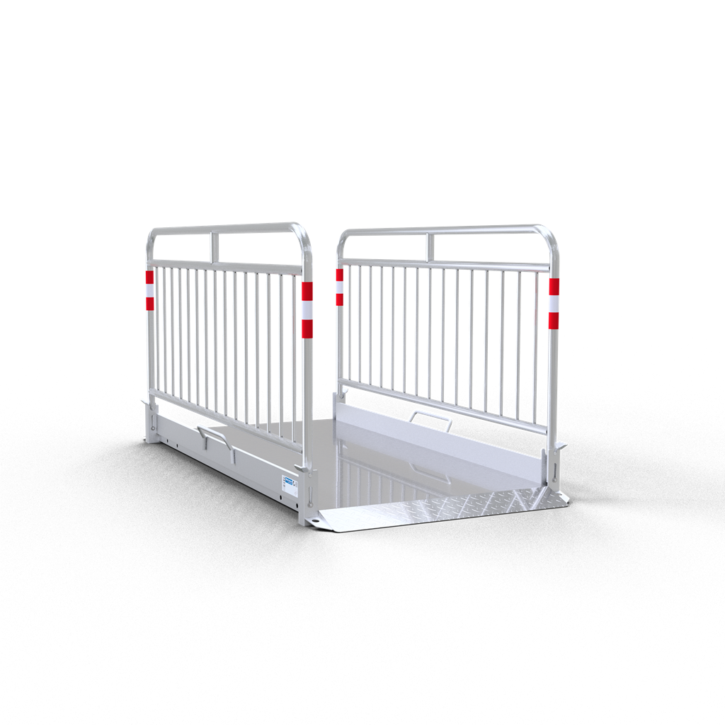Schake 20281-S Grabenbrücke  aus Aluminium  mit Sicherheitsgeländer   Breite: 1,00 m Länge: ca. 2,30 m