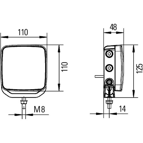 HELLA  2ZR 012 456-001 Rückfahrleuchte, 1 LED Rückfahrscheinwerfer, 2-polig, 2000 mm Kabel, schwarz