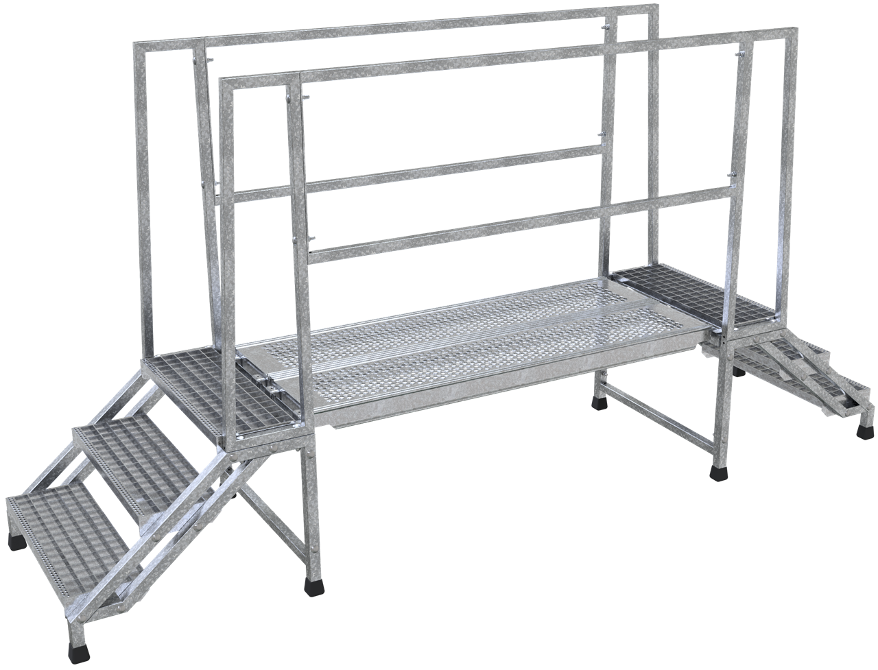 Schake 71500-20-SET Steigtritt  mit Systembohlen und Geländern mit Systembohle 2,00 m