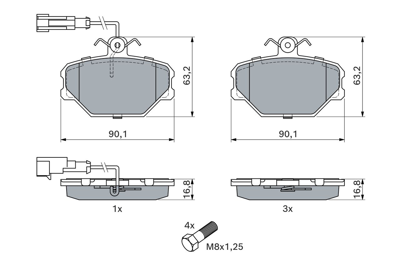 Bosch 0986491050 Bremsbelagsatz, Scheibenbremse