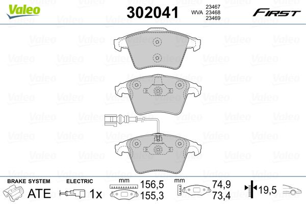 Valeo 302041 Bremsbelagsatz, Scheibenbremse