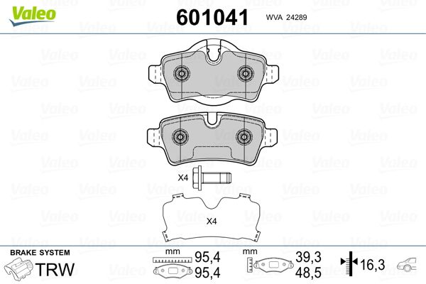 Valeo 601041 Bremsbelagsatz, Scheibenbremse