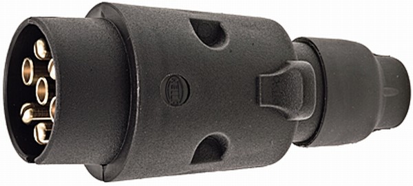 HELLA 8JA 001 930-041 Stecker - 12V - 7-polig - Stecker: Flachstecker - schwarz