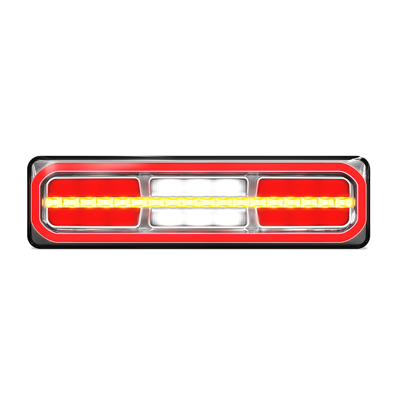 LED Kombinationsleuchte mit dynamische Blinkleuchte, Design Schwarz - Chrom