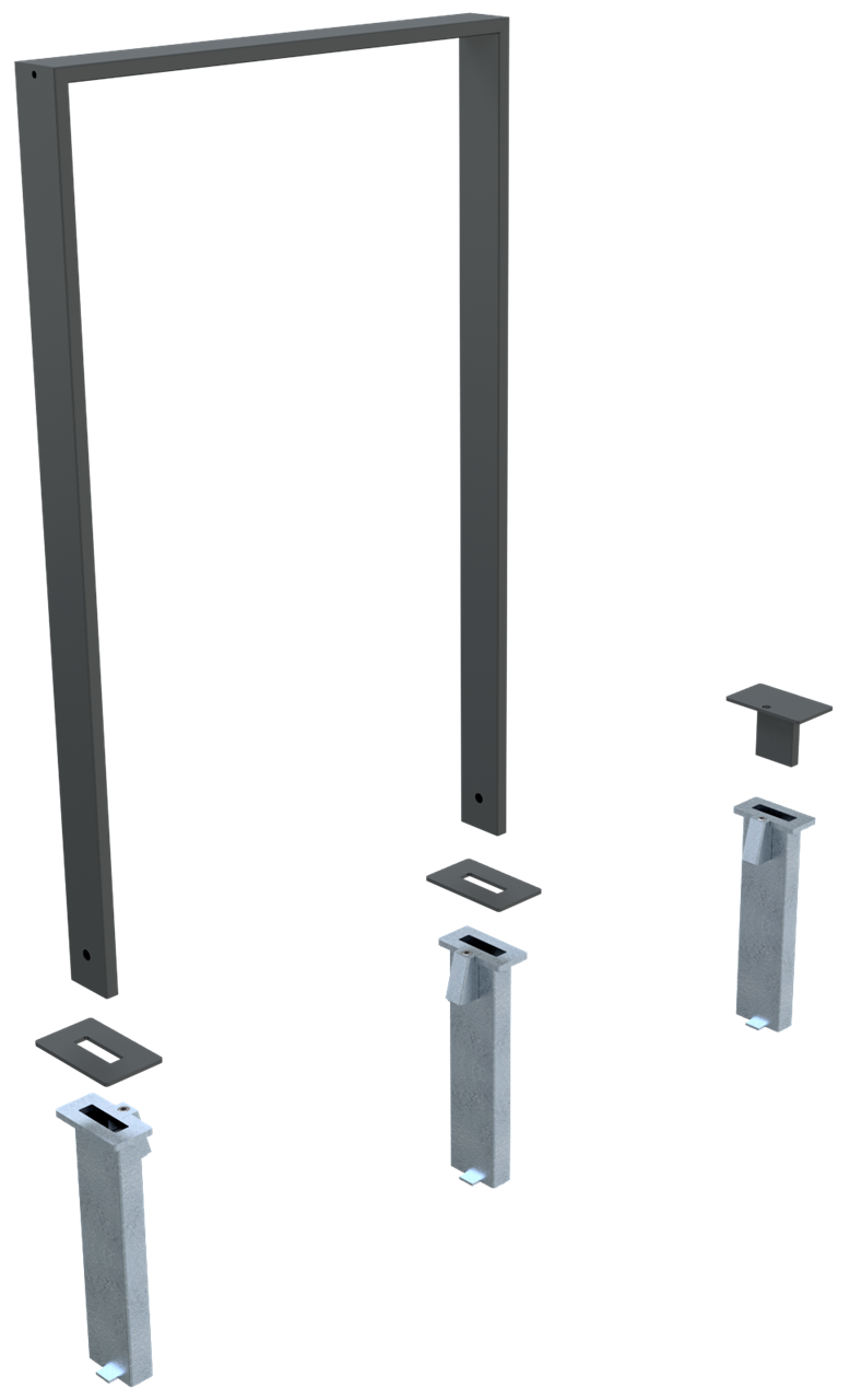 Schake Bodenhülse mit Feststellvorrichtung für Flachstahlanlehnbügel und Vierkantanlehnbügel für 50 x 12 und 50 x 10 Vierkantrohr