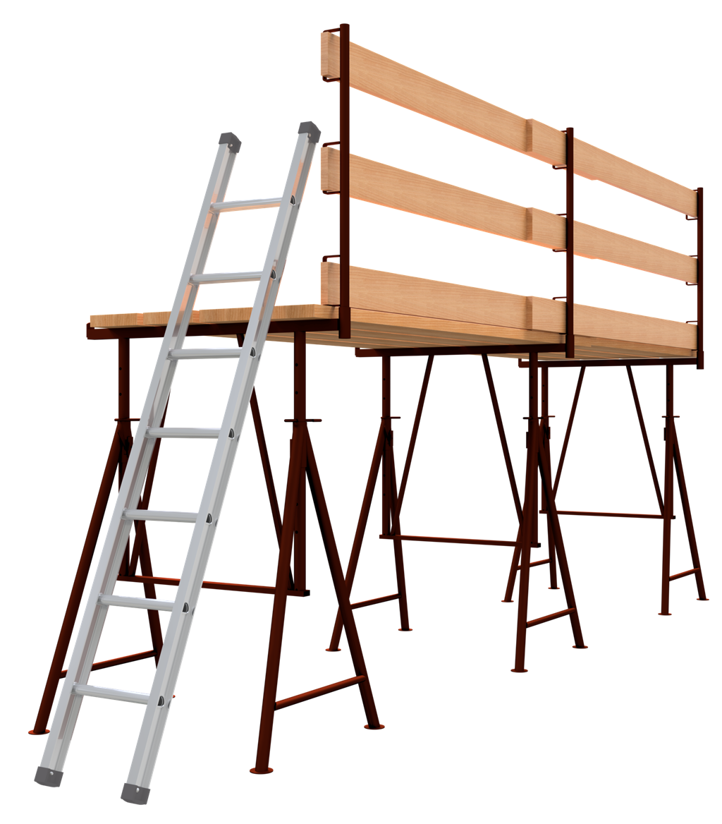 Schake 10123S-SET1 SET mit Faltgerüstbock  Komplettsystem mit zusätzlicher Alu-Leiter aus I-Profil (Art.-Nr. 70703)
