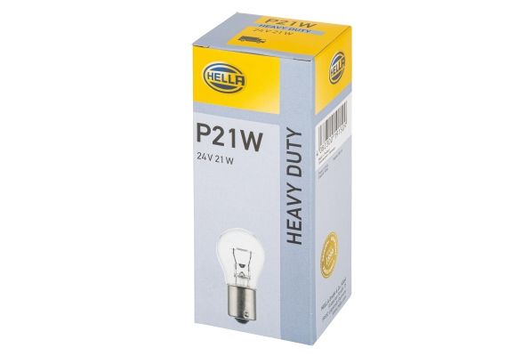 HELLA 8GA 002 073-241 Glühlampe - P21W - Heavy Duty - 24V - 21W - Sockelausführung: BAY15s - Schacht