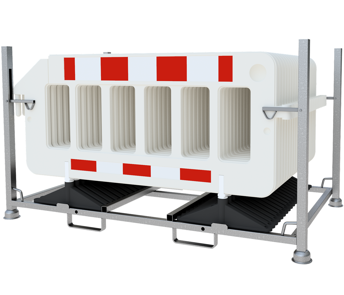 afb2d75b-5fcb-48fb-b176-5092a3133161 Schake 33320KDRF-SET SET mit 20 Absperrgitter auf Lager- und Transporttraverse