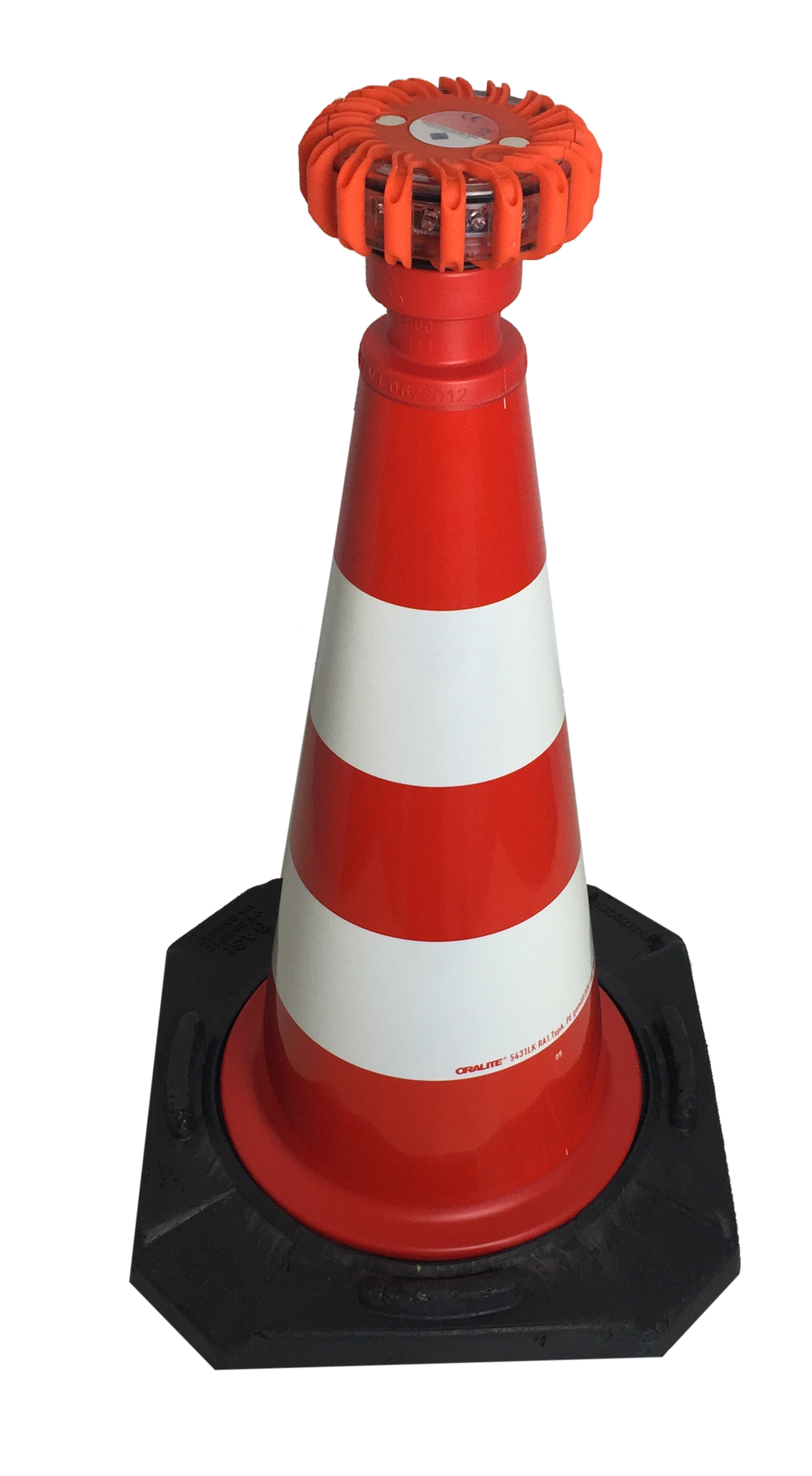 Absicherungsset, Leitkegel 500 mm + Orangene LED Warnblitzer + Adapter