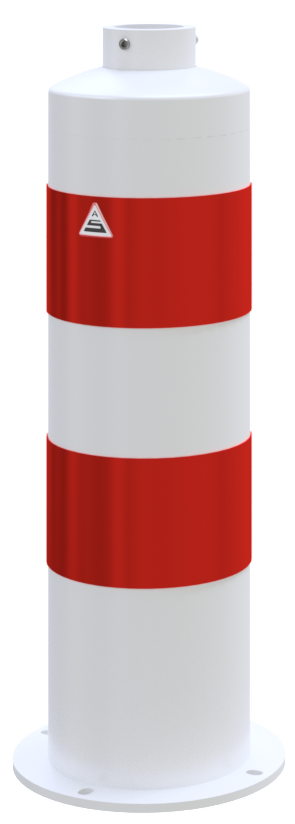 Schake Inselpfosten aus Stahl 44170B  weiß beschichtet mit 2 roten Streifen Typ RA2/B