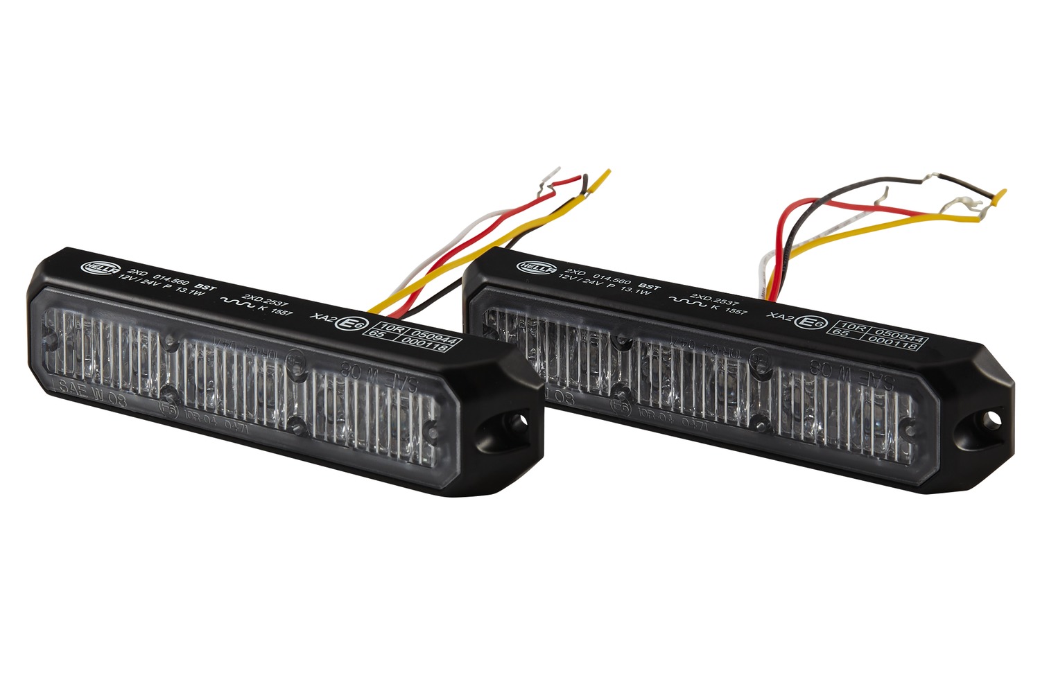 HELLA 2XD 014 560-201 LED-Blitz-Kennleuchte - BST - 12/24V - gelb - Anbau/geschraubt - glasklar - ge