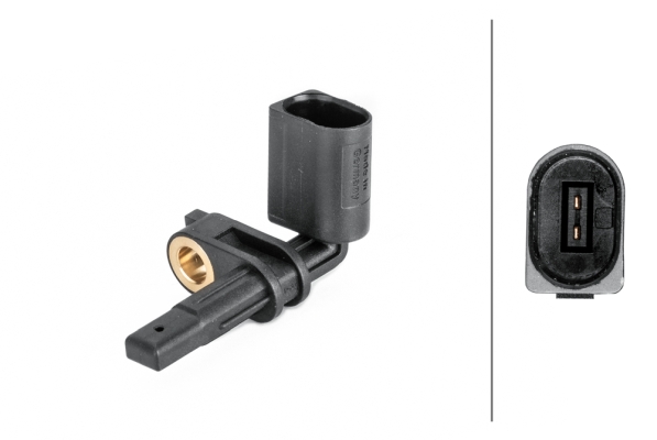 HELLA 6PU 012 806-411 Sensor, Raddrehzahl - 2-polig - vorne und hinten - Gesamtlänge57mm - Steckerge