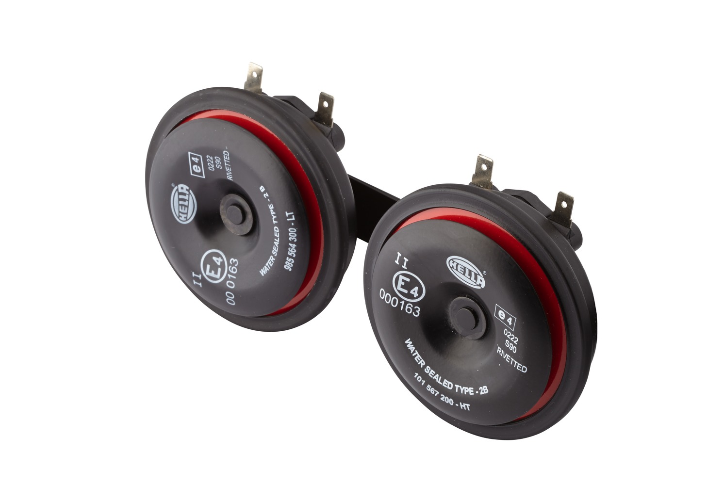 HELLA 3AM 922 000-971 Horn - S90 - 12V - 113dB(A) - Frequenzbereich: 350/415Hz - Gehäusefarbe: rot/s