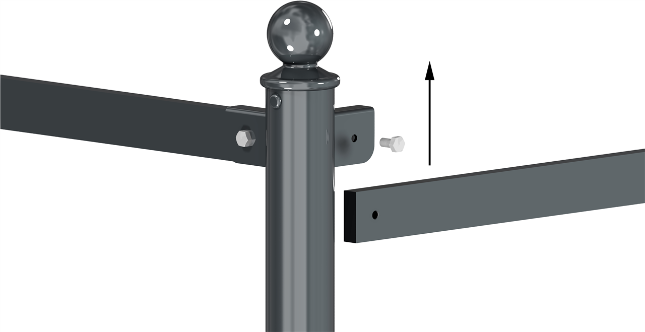 Schake 40673B Rabattengeländer mit Querholm aus Flachstahl Standpfosten Endpfosten