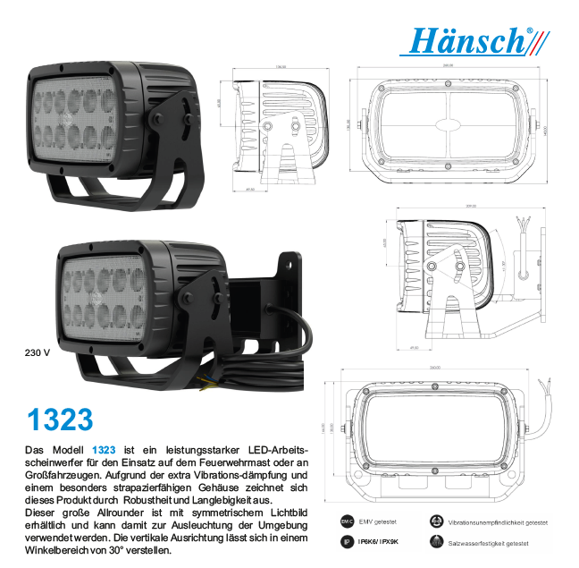 baetz Hänsch, LED Arbeitsscheinwerfer, Modell 1323, 16500 Lumen