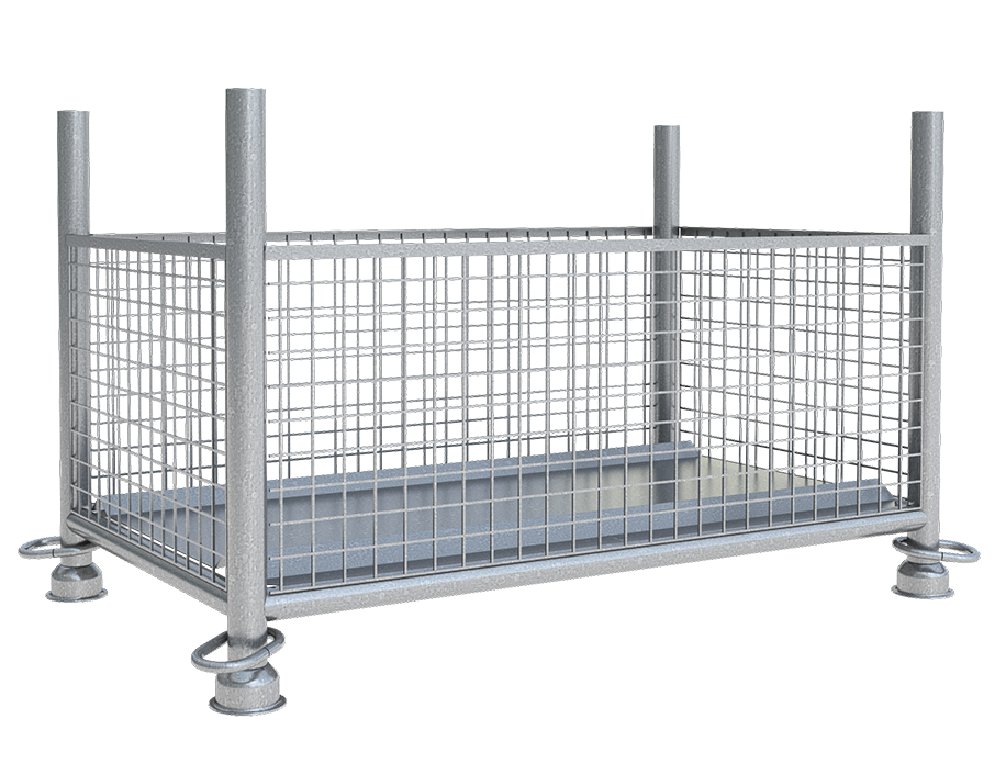Schake Gitterboxpalette | 1,30m x 0,70m x 0,50m | verzinkt | with closed hook