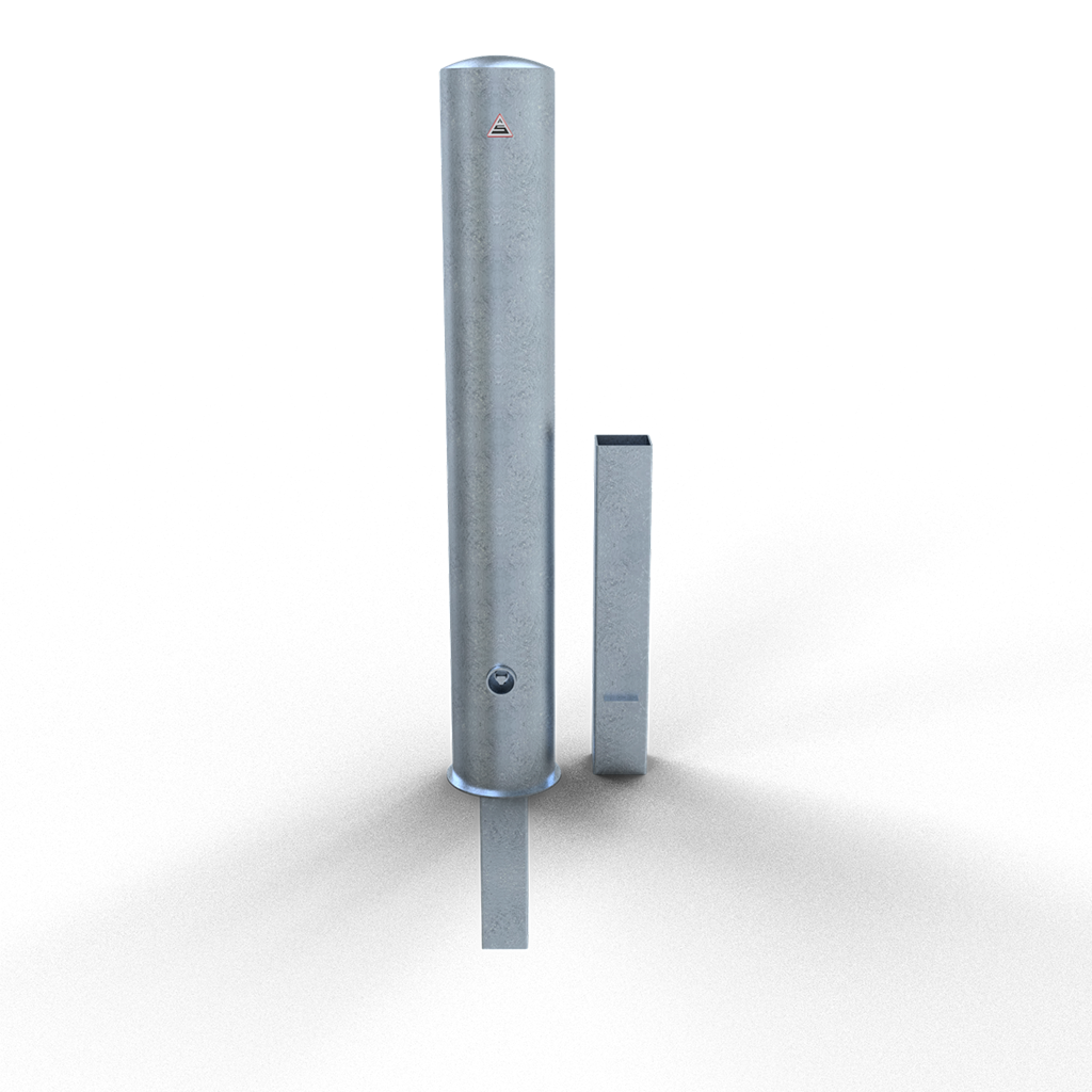 Schake 40151F Absperrpoller  Stahlrohr Ø 152 x 3,2 mm herausnehmbar mit Dreikantverschluss oder Profilzylinderschloss feuerverzinkt herausnehmbar, mit Dreikantverschluss
