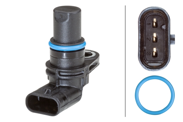 HELLA 6PU 013 122-191 Sensor, Nockenwellenposition - 3-polig - geschraubt - mit Dichtungen