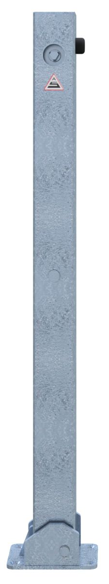 Schake Absperrpfosten, 70 mm x 70 mm, umlegbar, mit Dreikantverschluss oben | Beschaffenheit: feuerv
