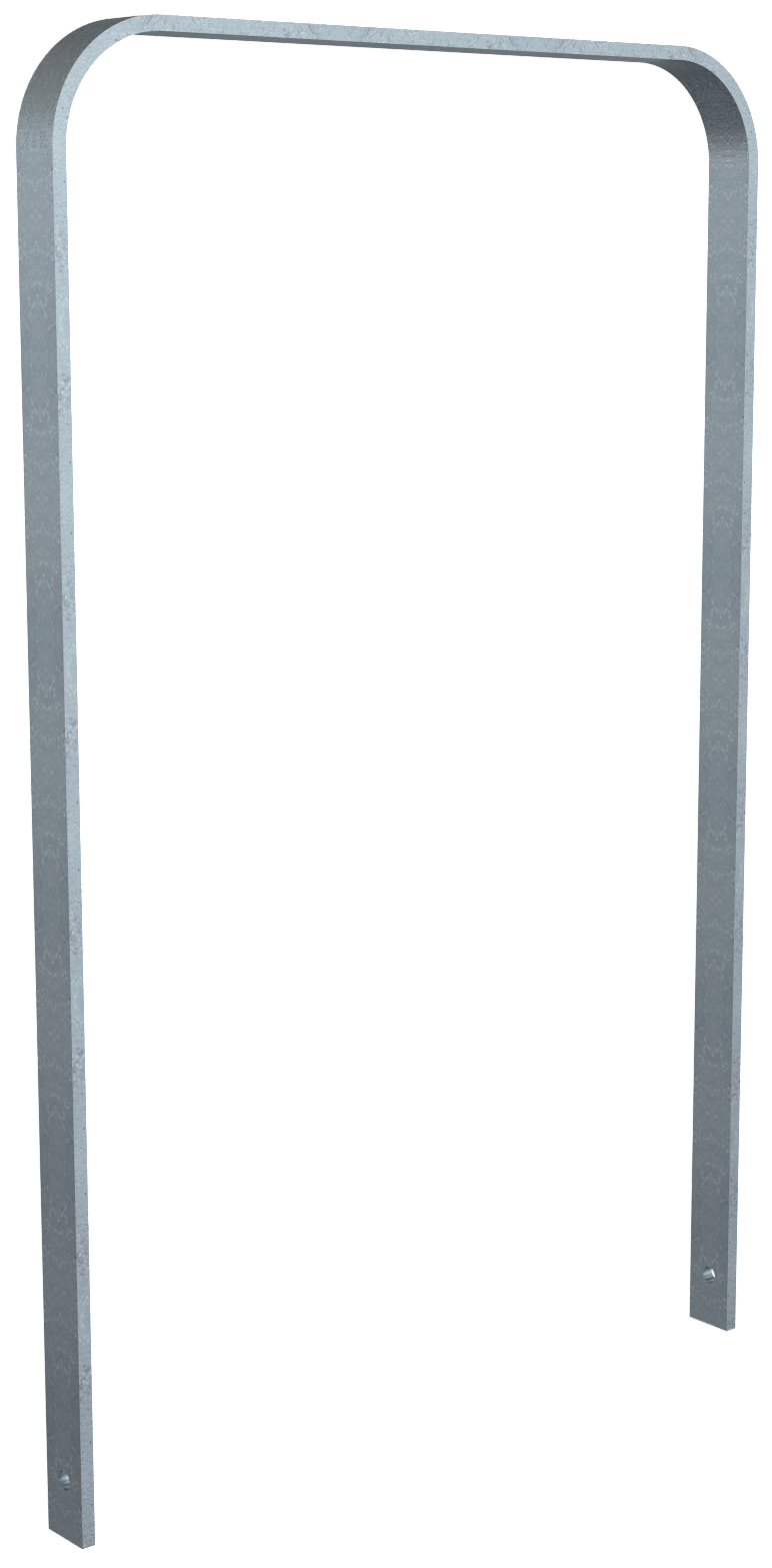 Schake 4050_075 Anlehnbügel aus Flachstahl 50 x 12 mm in gebogener Ausführung ohne Querholm Gesamtbreite: 750 mm feuerverzinkt