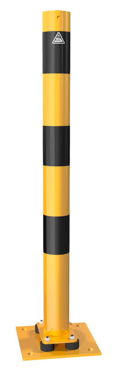 Schake 489NPBG Absperrpfosten Stahlrohr Ø 89 x 2,9 mm allseitig neigbar gelb / schwarz ohne Öse