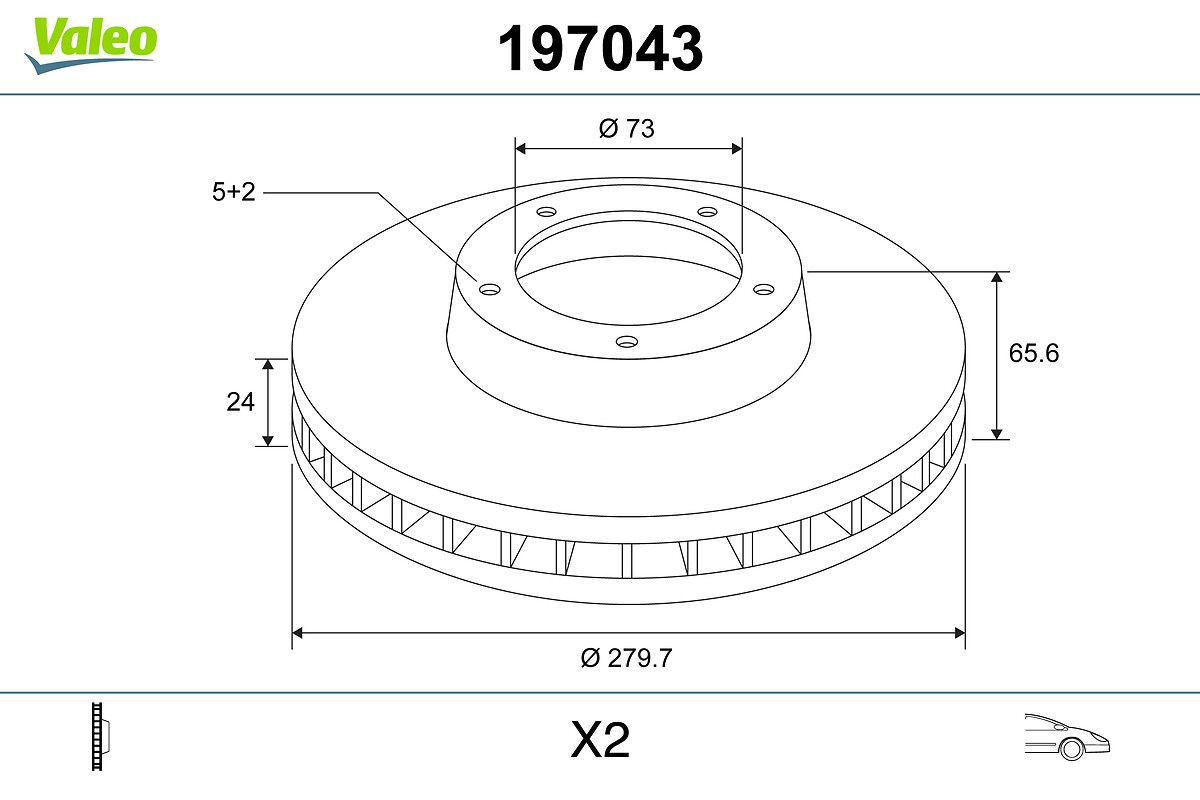 Valeo 197043 Bremsscheibe